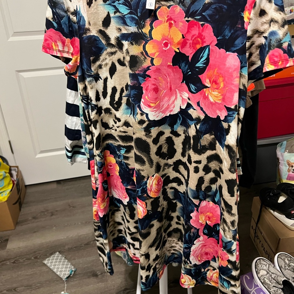 Floral and Leopard Print Dress/Tunic